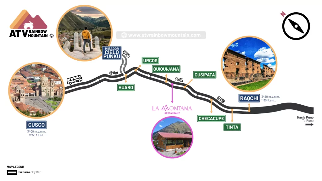 Mapa del Trek a Vinicunca 2D/1N: Ruta Escénica por la Montaña de Colores y la Cordillera del Vilcanota