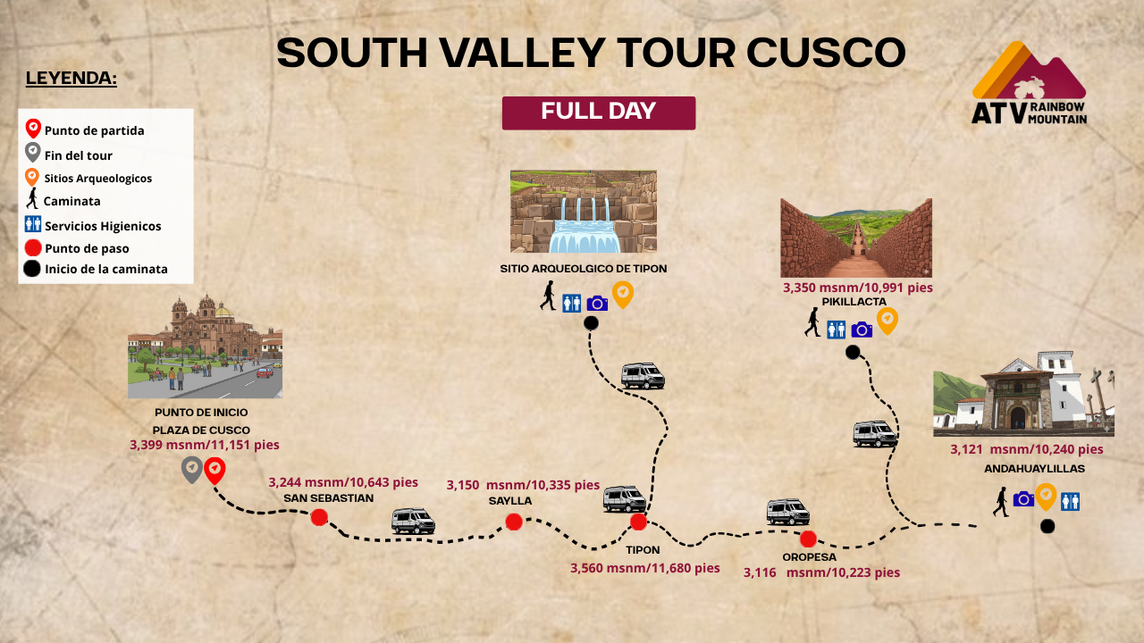 Route Map: South Valley Tour Cusco
